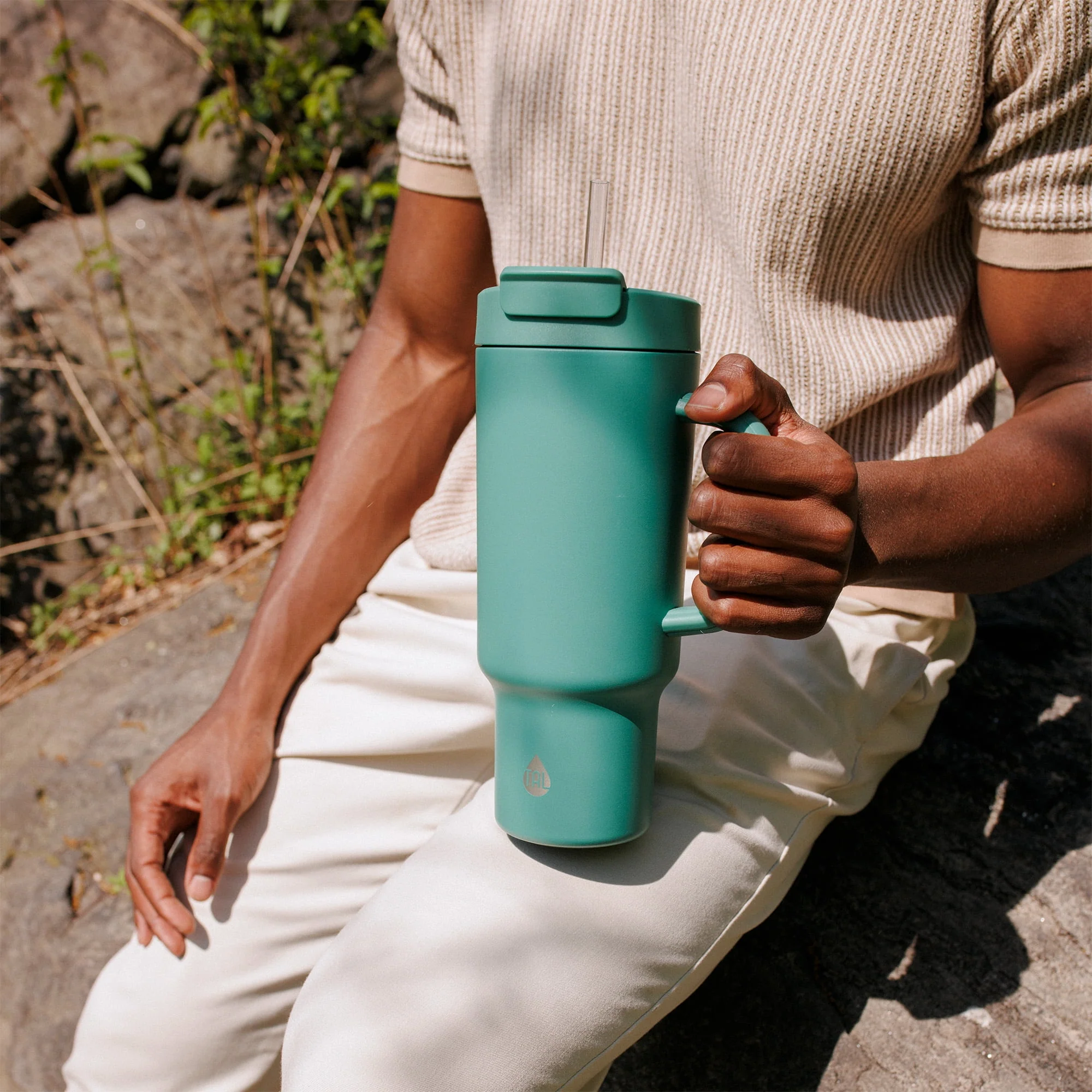 TAL Stainless Steel Hudson Tumbler with Straw 40 fl oz, Green - Image 4